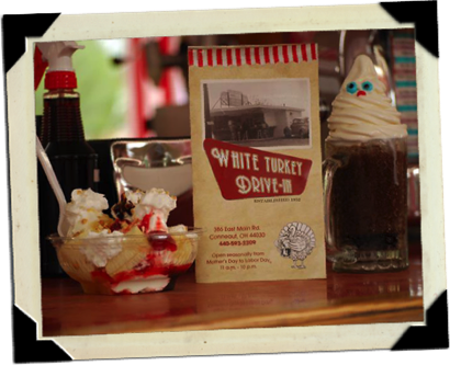 image Menu flanked by a sundae and root beer float