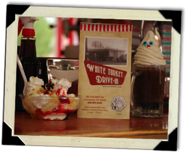 image Menu flanked by a sundae and a root beer float